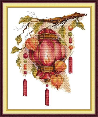 Zleiubisa The Fiery Autumn Kreuzstich zum Selbermachen, 31 x 36 cm, Stoff mit Zubehör, 14 Karat vorgedruckte Sticksets für Erwachsene und Anfänger (14 CT, Herbst) von Zleiubisa