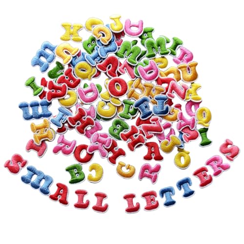 Zlettery 130 Stück Aufbügler mit Buchstaben, 2,3 cm, 5 Sets mit 26 bestickten Alphabet-Aufnähern für Kleidung, Jacken, Hüte, Rucksäcke, Jeans, Farbe von Zlettery