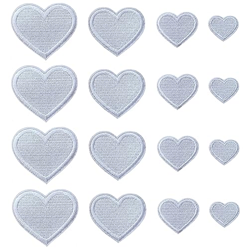 Zlettery 24 Stück weiße Herzform zum Aufbügeln, herzbestickte Aufnäher für Kleidung, Jacken, Hüte, Rucksäcke, Jeans Zlettery 24 Stück weiße Herzform zum Aufbügeln, herzbestickte Aufnäher für Kleidung, Jacken, Hüte, Rucksäcke, Jeans von Zlettery