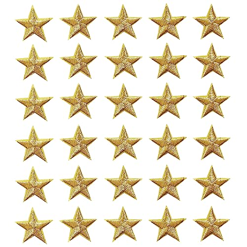 Zlettery 30 x goldene Stern-Aufnäher zum Aufbügeln, bestickte Applikation für Kleidung, Jacken, Hüte, Rucksäcke, Jeans (3 cm) von Zlettery