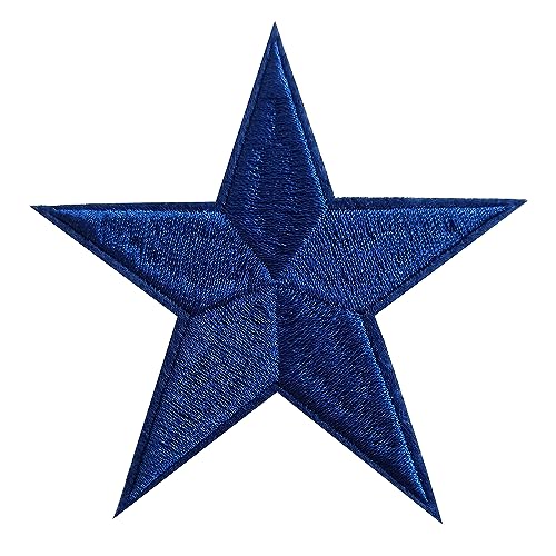 Zlettery 5 x blaue Stern-Aufnäher zum Aufbügeln, bestickte Applikation für Kleidung, Jacken, Hüte, Rucksäcke, Jeans (8,1 cm) von Zlettery