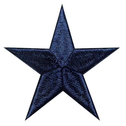 Zlettery 5 x dunkelblaue Stern-Aufnäher zum Aufbügeln, bestickte Applikation für Kleidung, Jacken, Hüte, Rucksäcke, Jeans (8,1 cm) von Zlettery