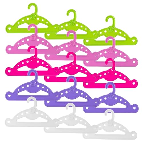 Puppenkleiderbügel,Zliger 15 Stück Puppenbügel Puppen Kleiderbügel Puppenkleiderschrank Puppenschrank Kunststoff Kleiderständer Puppenkleiderbügel Für Puppen Kleidung Zubehör 3 Bunte (große Größe15) von Zliger