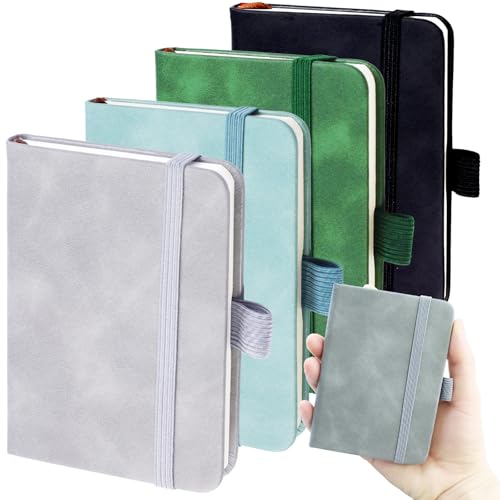 Zloptuoe 4er Set Notizbuch A7, Notizbuch Klein mit 200 Seiten, Notizblock A7 Blanko mit Gummizug 11 × 8 cm, 100 Blatt Dickes Papier, Taschen Notizbücher aus PU Leder für Schule, Arbeit - 4 Farben Zloptuoe 4er Set Notizbuch A7, Notizbuch Klein mit 200 Seiten, Notizblock A7 Blanko mit Gummizug 11 × 8 cm, 100 Blatt Dickes Papier, Taschen Notizbücher aus PU Leder für Schule, Arbeit - 4 Farben von Zloptuoe