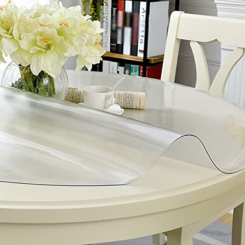 Zlovne Runden Transparente Tischdecke Tischfolie,Matter Schutzfolie Tischschutz,für Holzmöbel Tischset,Hitzebeständiges PVC Folie,Nicht Verformt,1,5 mm Dick Schutztischdecke (Diameter 80cm/31.5inch) von Zlovne