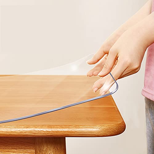 Zlovne Glasklar Folie 1,2 mm Dick,Tischdecke Tischfolie,60° Abgeschrägte Kanten,Rechteckiger Tischabdeckung,Abwischbares PVC Wasserdicht Transparente Tischschutz Küche (90x140cm/35x55inch) von Zlovne