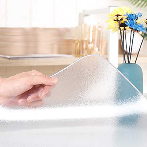 Zlovne Interne Transparente Externe Frosted Tischdecke Tischfolie,Transparente Tischdecke Tischschutz 1mm Dick,PVC-Matt Schreibti Schutzfolie Abwischbar,mit Abgerundeten Ecken (60x110cm/24x43inch) von Zlovne