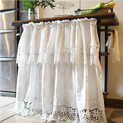 Zlovne Kaffee Vorhang Bistrogardine Kurzgardine Romantiche Spitze Küchenvorhang Vintage,Europäischer Stil Küchengardine aus 100% Reiner Baumwolle,für Kinder Kindergarten (110 * 70cm/44 * 28in) von Zlovne