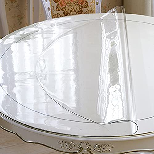 Zlovne Runde Glasklar PVC Folie,Einfach zu Säubern Transparente Tischdecke,1,5 mm Dickes Tischdecke Tischfolie,für Küche Kaffee Büro Esstisch Tischabdeckung,Messdurchmesser (Diameter 60cm/24inch) von Zlovne