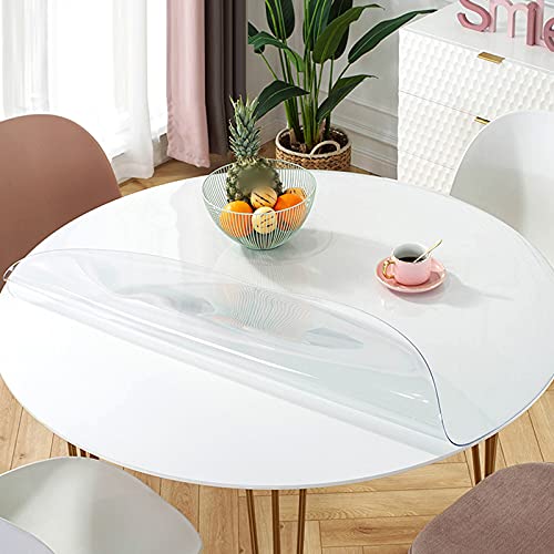 Zlovne Transparente Tischdecke,1,6 mm PVC Hitzebeständiges Tischdecke Tischfolie,Runden Glastisch Esstisch Schutzfolie Tischschutz,Möbelauflage Matte,60° Abgeschrägte Kante (Diameter 120cm/47inch) von Zlovne