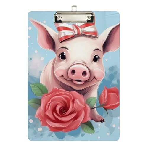Acryl-Klemmbrett Happy Pig mit Blume, Acryl-Klemmbretter für Klassenzimmer, Büro, Krankenpflege, A4, Briefgröße, 31,8 x 22,9 cm, silberfarbener Clip Acryl-Klemmbrett Happy Pig mit Blume, Acryl-Klemmbretter für Klassenzimmer, Büro, Krankenpflege, A4, Briefgröße, 31,8 x 22,9 cm, silberfarbener Clip von Zltegako