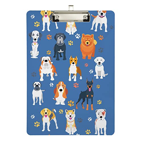 Acryl-Klemmbrett Hund auf blauem Acryl, niedriges Profil, hübsche Klemmbretter für Frauen, A4, Briefgröße, 31,8 x 22,9 cm, silberfarbener Clip Acryl-Klemmbrett Hund auf blauem Acryl, niedriges Profil, hübsche Klemmbretter für Frauen, A4, Briefgröße, 31,8 x 22,9 cm, silberfarbener Clip von Zltegako