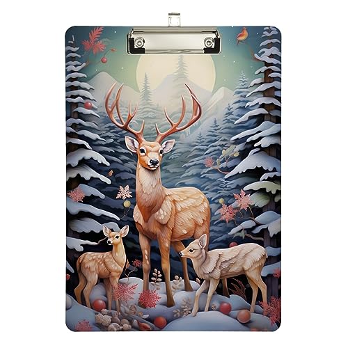 Acryl-Klemmbrett mit Hirschbäumen, verschneite Weihnachten, Acryl-Klemmbrett für Lehrer, A4, Briefgröße, 31,8 x 22,9 cm, silberfarbener Clip Acryl-Klemmbrett mit Hirschbäumen, verschneite Weihnachten, Acryl-Klemmbrett für Lehrer, A4, Briefgröße, 31,8 x 22,9 cm, silberfarbener Clip von Zltegako
