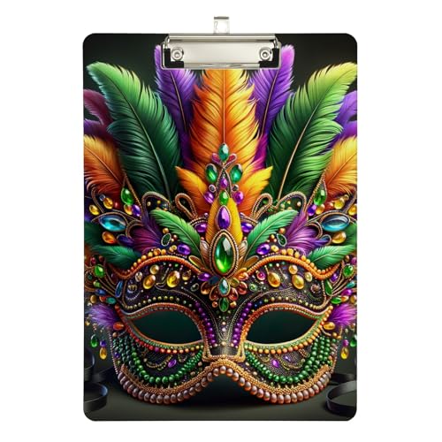 Acryl-Klemmbrett mit Mardi Gras Maskenmuster, flache Klemmbretter für Kinder, Studenten, Krankenschwestern, Trainer, Lehrer, A4, Briefgröße, 31,8 x 22,9 cm, silberfarbener Clip Acryl-Klemmbrett mit Mardi Gras Maskenmuster, flache Klemmbretter für Kinder, Studenten, Krankenschwestern, Trainer, Lehrer, A4, Briefgröße, 31,8 x 22,9 cm, silberfarbener Clip von Zltegako