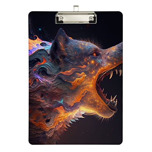 Acryl-Klemmbrett mit heulendem Wolf und Feuer, Acryl-Fußball-Klemmbrett für Trainer, A4, Briefgröße, 31,8 x 22,9 cm, silberfarbener Clip Acryl-Klemmbrett mit heulendem Wolf und Feuer, Acryl-Fußball-Klemmbrett für Trainer, A4, Briefgröße, 31,8 x 22,9 cm, silberfarbener Clip von Zltegako