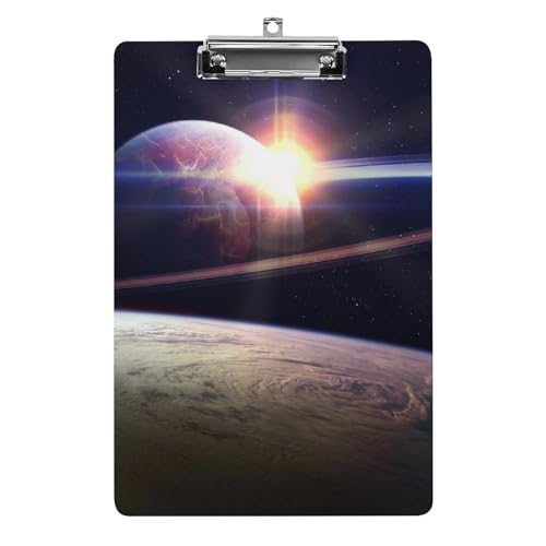 Acryl-Klemmbretter Galaxie und Sonnenuntergang Büro Aktenordner Platte Klemmbrett zum Schreiben Malen von Zltegako