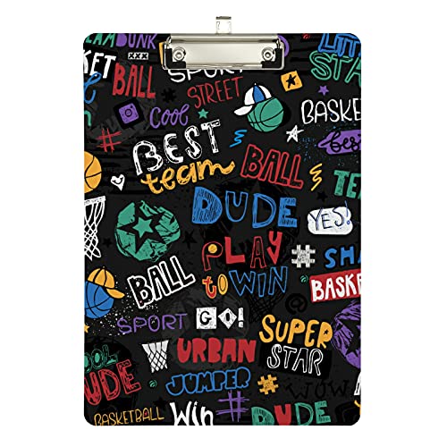 Basketball-Klemmbrett aus Kunststoff, 22,9 x 32,8 cm, Acryl-Klemmbretter mit flachem Profil-Clip, A4, Briefformat, robustes Brett für Büro, Klassenzimmer, Lehrer, Frauen, Männer, Kinder Basketball-Klemmbrett aus Kunststoff, 22,9 x 32,8 cm, Acryl-Klemmbretter mit flachem Profil-Clip, A4, Briefformat, robustes Brett für Büro, Klassenzimmer, Lehrer, Frauen, Männer, Kinder von Zltegako