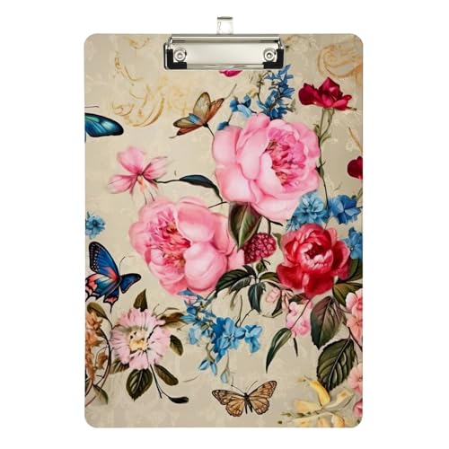 Blumen im Retro-Stil mit Schmetterlingen Acryl Klemmbrett Acryl Klemmbretter für Medizinstudenten A4 Briefgröße 12,5 x 9 Zoll Silber Clip Blumen im Retro-Stil mit Schmetterlingen Acryl Klemmbrett Acryl Klemmbretter für Medizinstudenten A4 Briefgröße 12,5 x 9 Zoll Silber Clip von Zltegako