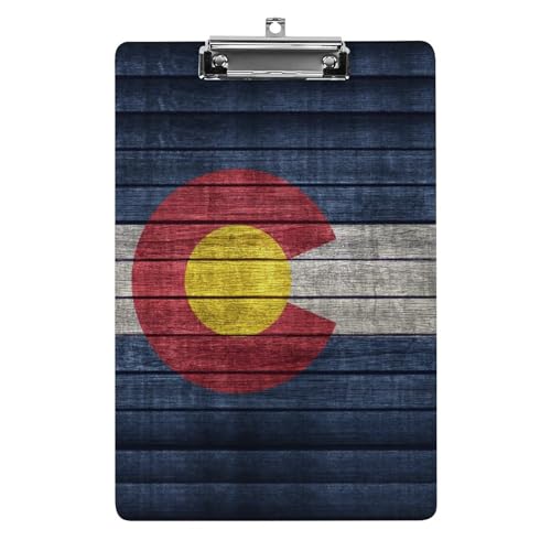 Colorado Flaggenmuster auf Holz, lustiges Klemmbrett mit starkem Metallclip, A4, Briefform, Acryl-Klemmbrett mit Loch zum Aufhängen Colorado Flaggenmuster auf Holz, lustiges Klemmbrett mit starkem Metallclip, A4, Briefform, Acryl-Klemmbrett mit Loch zum Aufhängen von Zltegako