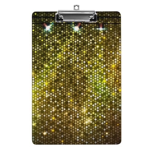 Disco Abstraktes goldenes Neon-Klemmbrett mit starkem Metallclip, A4, Briefform, Acryl-Klemmbrett mit Loch zum Aufhängen Disco Abstraktes goldenes Neon-Klemmbrett mit starkem Metallclip, A4, Briefform, Acryl-Klemmbrett mit Loch zum Aufhängen von Zltegako