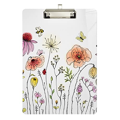 Elegantes Blumen-Acryl-Klemmbrett, Acryl-Klemmbrett für Klassenzimmer, Büro, Krankenpflege, A4, Briefgröße, 31,8 x 22,9 cm, silberfarbener Clip Elegantes Blumen-Acryl-Klemmbrett, Acryl-Klemmbrett für Klassenzimmer, Büro, Krankenpflege, A4, Briefgröße, 31,8 x 22,9 cm, silberfarbener Clip von Zltegako