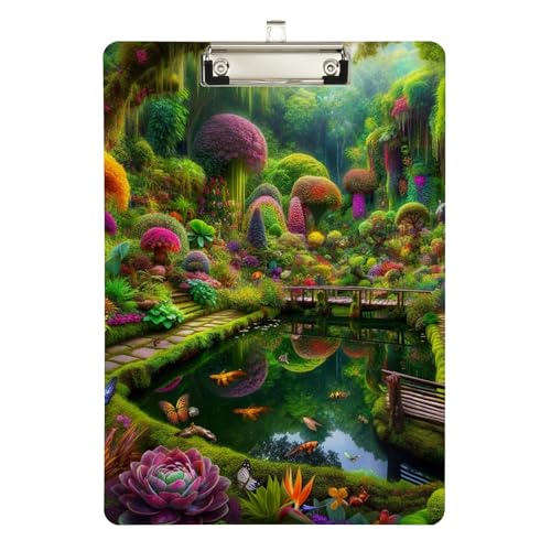 Exotic Garden Klemmbretter, flache Klemmbretter für Kinder, A4, Briefgröße, 31,8 x 22,9 cm, silberfarbener Clip von Zltegako