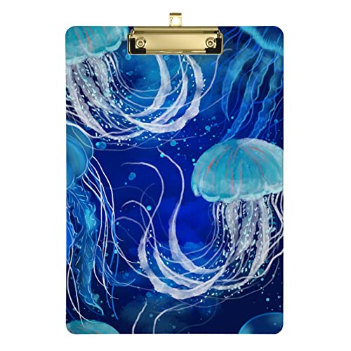 Große blaue Quallen Klemmbretter, flache Klemmbretter für Büro, A4, Briefgröße, 31,8 x 22,9 cm, silberfarbener Clip Große blaue Quallen Klemmbretter, flache Klemmbretter für Büro, A4, Briefgröße, 31,8 x 22,9 cm, silberfarbener Clip von Zltegako