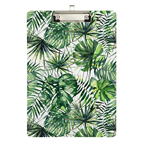 Grüne Palmblätter-Klemmbretter, Acryl-Klemmbretter für Büro, A4, Briefgröße, 31,8 x 22,9 cm, silberfarbener Clip von Zltegako