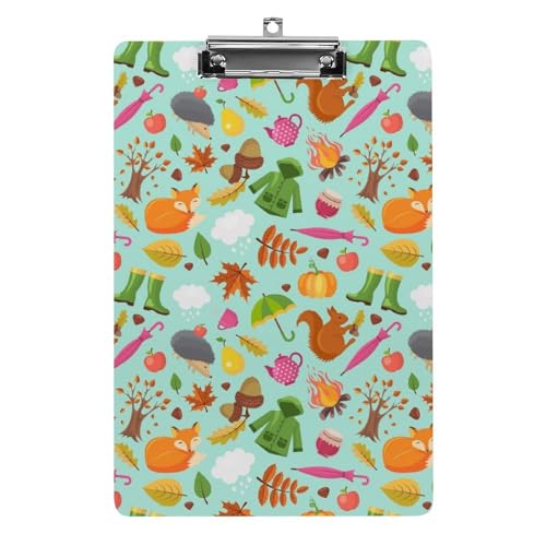 Herbsttiere Wald Herbst Niedlicher Fuchs Lustiges Klemmbrett mit starkem Metallclip A4 Briefgröße Acryl Klemmbrett mit Loch zum Aufhängen Herbsttiere Wald Herbst Niedlicher Fuchs Lustiges Klemmbrett mit starkem Metallclip A4 Briefgröße Acryl Klemmbrett mit Loch zum Aufhängen von Zltegako