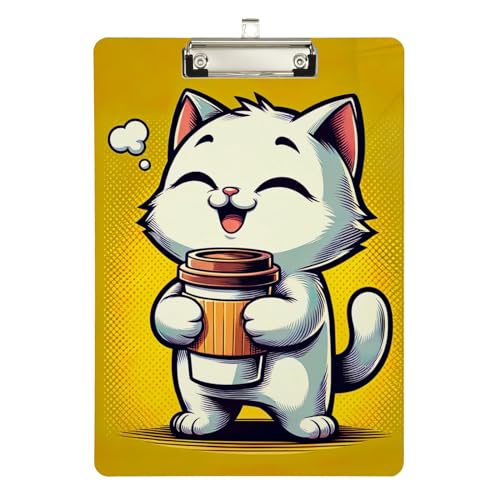 Kitten and Drink Acryl-Klemmbrett, flache Klemmbretter für Lehrer, A4, Briefgröße, 31,8 x 22,9 cm, silberfarbener Clip Kitten and Drink Acryl-Klemmbrett, flache Klemmbretter für Lehrer, A4, Briefgröße, 31,8 x 22,9 cm, silberfarbener Clip von Zltegako