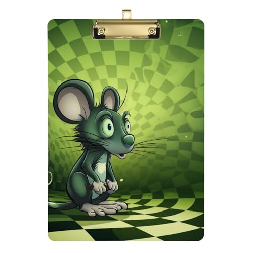 Klemmbrett, quadratisch, Wirbel, Cartoon-Maus, Clipboard, Organisation, Standard-Loch-Klemmbrett, schmal, Fußball, Schwarz / Grün von Zltegako