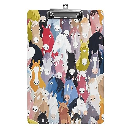 Klemmbrett A4, Bunte Cartoon-Pferde Klemmbrett, Acryl-Klemmbretter für Büro, Schule Klemmbrett A4, Bunte Cartoon-Pferde Klemmbrett, Acryl-Klemmbretter für Büro, Schule von Zltegako
