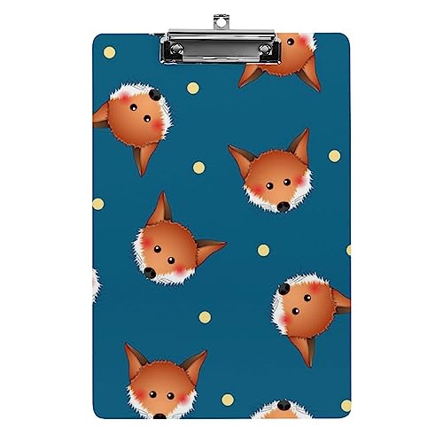Klemmbrett A4, niedlicher roter Fuchs Klemmbrett, Acryl-Klemmbretter für Büro, Schule von Zltegako