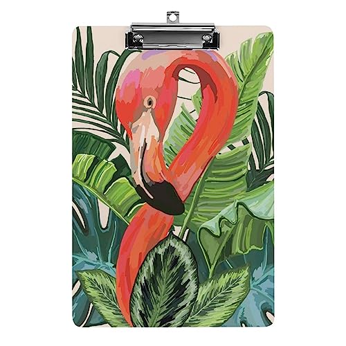 Klemmbrett im Vintage-Stil, rosa Flamingo-Klemmbrett, tropische Palmenblätter, Acryl, langlebig, mit flachem Profil, A4-Größe, dekoratives Klemmbrett mit einziehbarem Haken, für Büro, Schule, 32,5 x Klemmbrett im Vintage-Stil, rosa Flamingo-Klemmbrett, tropische Palmenblätter, Acryl, langlebig, mit flachem Profil, A4-Größe, dekoratives Klemmbrett mit einziehbarem Haken, für Büro, Schule, 32,5 x von Zltegako