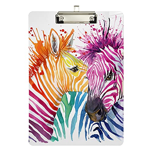 Kunststoff-Klemmbrett mit bunten Zebra-Tieren, 22,9 x 32,8 cm, Acryl-Klemmbretter mit flachem Profil-Clip, A4, Briefformat, robuste Tafel für Restaurant, Klassenzimmer, Studenten, Lehrer Kunststoff-Klemmbrett mit bunten Zebra-Tieren, 22,9 x 32,8 cm, Acryl-Klemmbretter mit flachem Profil-Clip, A4, Briefformat, robuste Tafel für Restaurant, Klassenzimmer, Studenten, Lehrer von Zltegako