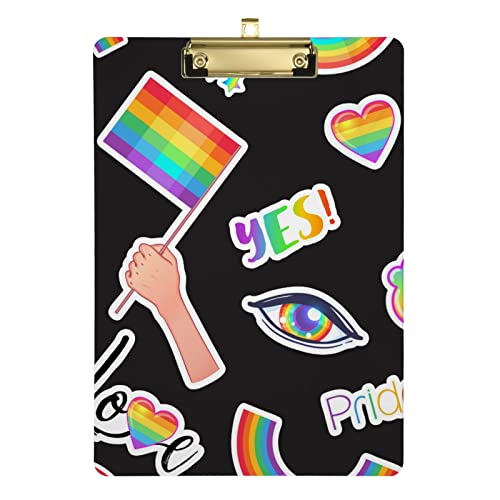 LGBT Symbol-Muster-Klemmbretter, flaches Klemmbrett für Kinder, Studenten, Krankenschwestern, Trainer, Lehrer, A4, Briefgröße, 31,8 x 22,9 cm, silberfarbener Clip LGBT Symbol-Muster-Klemmbretter, flaches Klemmbrett für Kinder, Studenten, Krankenschwestern, Trainer, Lehrer, A4, Briefgröße, 31,8 x 22,9 cm, silberfarbener Clip von Zltegako