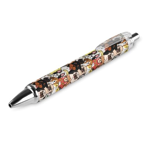 Lustiger einziehbarer Kugelschreiber, niedlicher Doodle-Kugelschreiber mit Hund und Katze, extra fein, 0,5 mm, schwarze Tinte, nachfüllbar, reibungsloses Schreiben für Teenager, Jungen, Mädchen von Zltegako