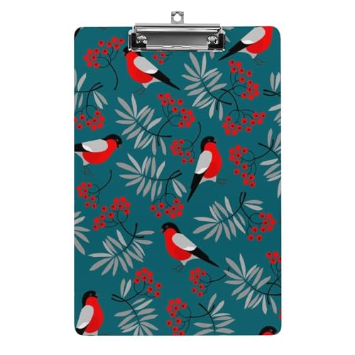 Lustiges Klemmbrett mit Bullfinch Vogel und starkem Metallclip, A4, Briefgröße, Acryl-Klemmbrett mit Loch zum Aufhängen Lustiges Klemmbrett mit Bullfinch Vogel und starkem Metallclip, A4, Briefgröße, Acryl-Klemmbrett mit Loch zum Aufhängen von Zltegako