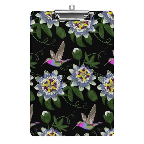 Lustiges Klemmbrett mit Kolibri und Passiflora, mit starkem Metallclip, A4, Acryl-Klemmbrett mit Loch zum Aufhängen Lustiges Klemmbrett mit Kolibri und Passiflora, mit starkem Metallclip, A4, Acryl-Klemmbrett mit Loch zum Aufhängen von Zltegako