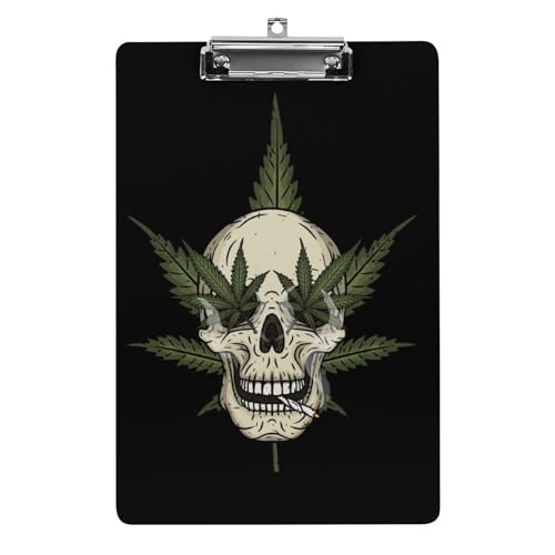 Lustiges Klemmbrett mit Totenkopf mit Unkrautblättern, mit starkem Metallclip, A4, Briefgröße, Acryl-Klemmbrett mit Loch zum Aufhängen Lustiges Klemmbrett mit Totenkopf mit Unkrautblättern, mit starkem Metallclip, A4, Briefgröße, Acryl-Klemmbrett mit Loch zum Aufhängen von Zltegako
