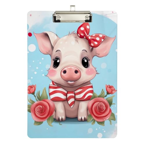 Lustiges Schwein mit Blumen Klemmbretter, Acryl-Klemmbrett für Kinder, A4 Briefgröße 31,8 x 22,9 cm, silberfarbener Clip Lustiges Schwein mit Blumen Klemmbretter, Acryl-Klemmbrett für Kinder, A4 Briefgröße 31,8 x 22,9 cm, silberfarbener Clip von Zltegako