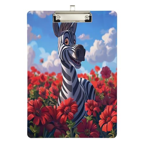 Lustiges Zebra lächelnd im Blumenfeld Acryl-Klemmbrett Acryl Hübsche Klemmbretter für Frauen A4 Briefgröße 32,5 x 22,9 cm Silberclip Lustiges Zebra lächelnd im Blumenfeld Acryl-Klemmbrett Acryl Hübsche Klemmbretter für Frauen A4 Briefgröße 32,5 x 22,9 cm Silberclip von Zltegako