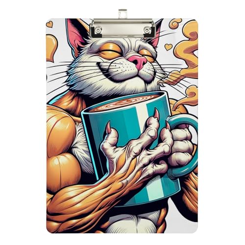 Muscular Cat Acryl-Klemmbrett, niedriges Profil-Klemmbrett für Lehrer, A4, Briefgröße, 31,8 x 22,9 cm, silberfarbener Clip Muscular Cat Acryl-Klemmbrett, niedriges Profil-Klemmbrett für Lehrer, A4, Briefgröße, 31,8 x 22,9 cm, silberfarbener Clip von Zltegako