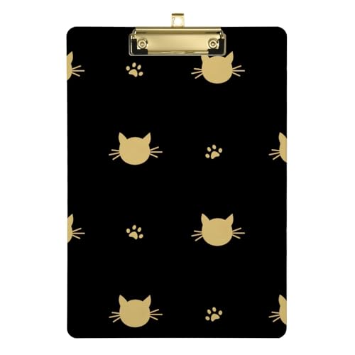 Niedliche goldfarbene Katzenpfoten-Silhouette, Acryl-Klemmbrett mit niedrigem Profil, Metallclip, wasserdichtes Zeichen-Klemmbrett für Krankenschwestern, Studenten, Büro, Hausaufgaben, Büro, A4 Niedliche goldfarbene Katzenpfoten-Silhouette, Acryl-Klemmbrett mit niedrigem Profil, Metallclip, wasserdichtes Zeichen-Klemmbrett für Krankenschwestern, Studenten, Büro, Hausaufgaben, Büro, A4 von Zltegako