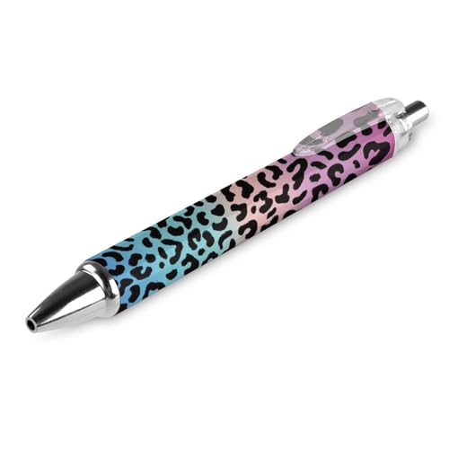 Niedlicher einziehbarer Kugelschreiber, pink-blauer Leopardenmuster, extra fein, 0,5 mm, schwarze Tinte, nachfüllbar, ultraglattes Schreiben, Tintenroller für Damen, Herren, Teenager, Kinder von Zltegako