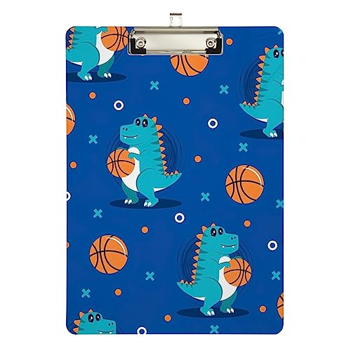 Niedliches Dinosaurier-Spiel-Basketball-Klemmbrett aus Acryl für Künstler, A4, Briefgröße Niedliches Dinosaurier-Spiel-Basketball-Klemmbrett aus Acryl für Künstler, A4, Briefgröße von Zltegako