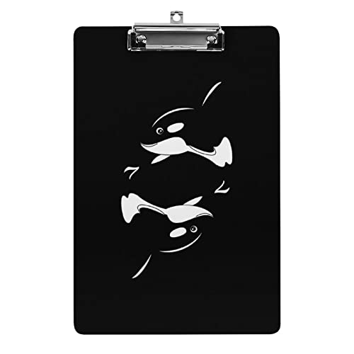 Orca Wal Lustiges Klemmbrett mit starkem Metallclip A4 Briefgröße Acryl Klemmbrett mit Loch zum Aufhängen von Zltegako