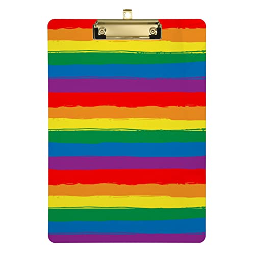 Regenbogen-gestreiftes LGBT-Flaggen-Klemmbrett, flache Klemmbretter für Büro, A4, Briefgröße, 31,8 x 22,9 cm, silberfarbener Clip Regenbogen-gestreiftes LGBT-Flaggen-Klemmbrett, flache Klemmbretter für Büro, A4, Briefgröße, 31,8 x 22,9 cm, silberfarbener Clip von Zltegako
