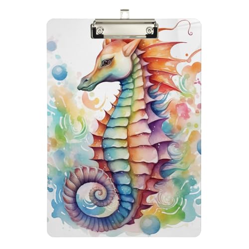 Seepferdchen-Aquarell-Klemmbrett, Acryl-Klemmbretter für Frauen, A4, Briefgröße, 31,8 x 22,9 cm, silberfarbener Clip Seepferdchen-Aquarell-Klemmbrett, Acryl-Klemmbretter für Frauen, A4, Briefgröße, 31,8 x 22,9 cm, silberfarbener Clip von Zltegako