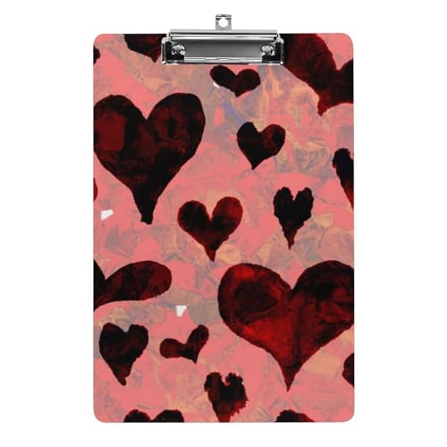 Valentine mit Aquarell-Herzen, lustiges Klemmbrett mit starkem Metallclip, A4, Acryl-Klemmbrett mit Loch zum Aufhängen Valentine mit Aquarell-Herzen, lustiges Klemmbrett mit starkem Metallclip, A4, Acryl-Klemmbrett mit Loch zum Aufhängen von Zltegako